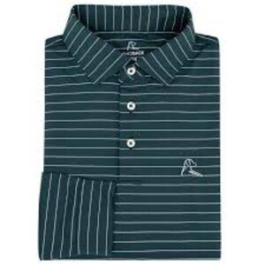 Rhoback Long Sleeve Polo - Broadway Joe - Green with White Stripe